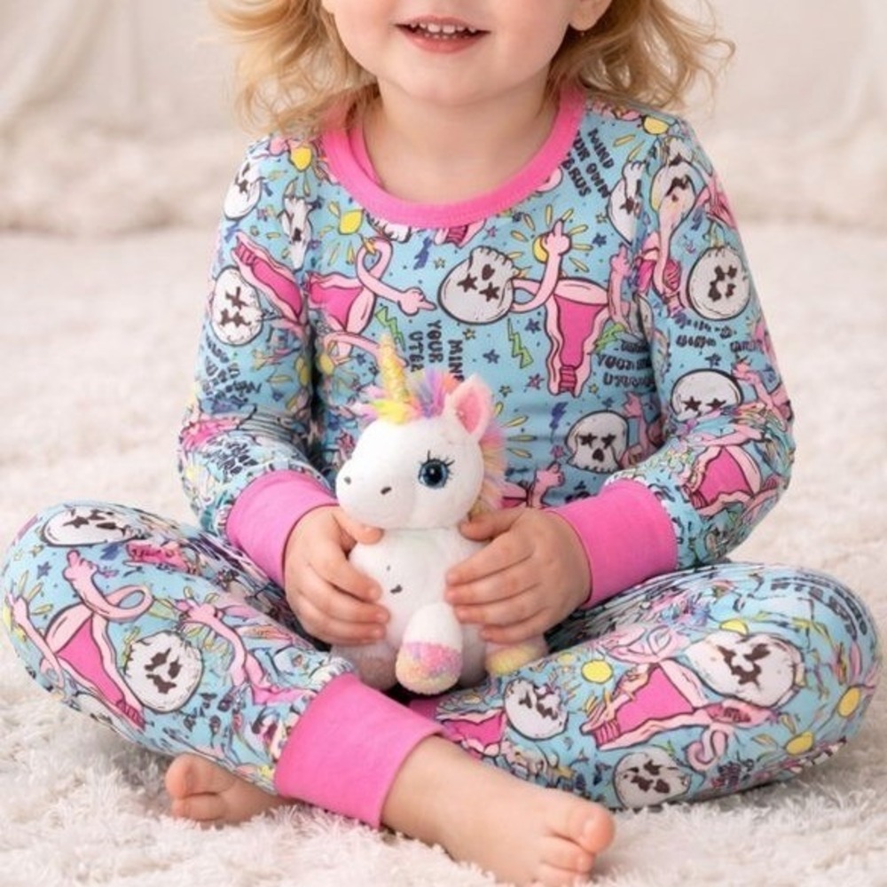 The Twisted Lily‎ Mind Your Own Uterus Pajamas 18-24M Skulls 2 Piece Set Bamboo